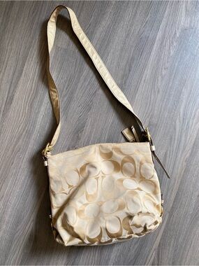 Coach Tan Signature Jacquard Shoulder Bag